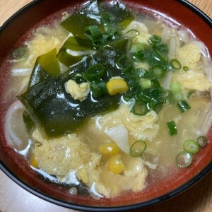 卵とコーンとワカメの中華スープ